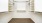 a room with white shelves