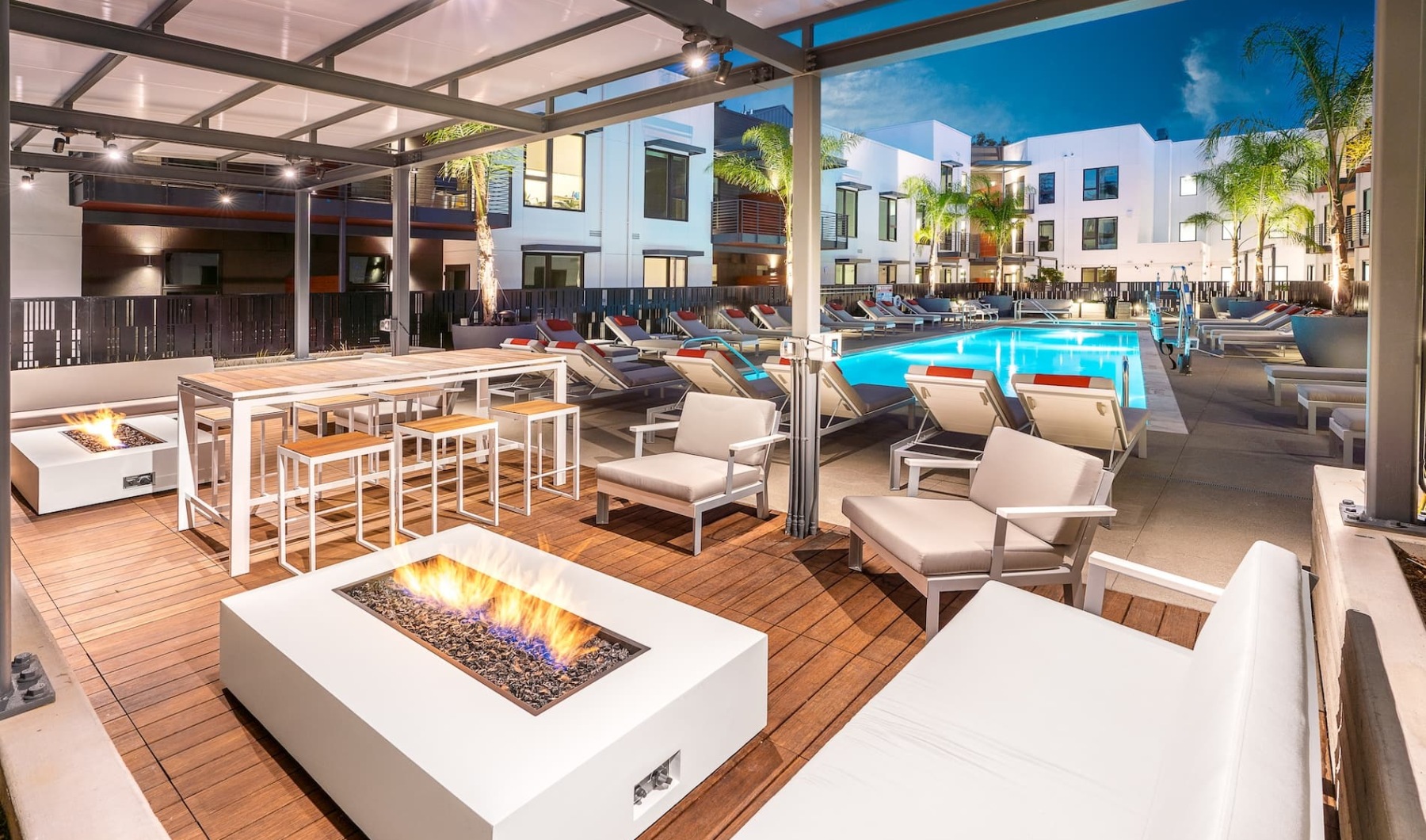 This Life Looks Good On You firepit beside the pool