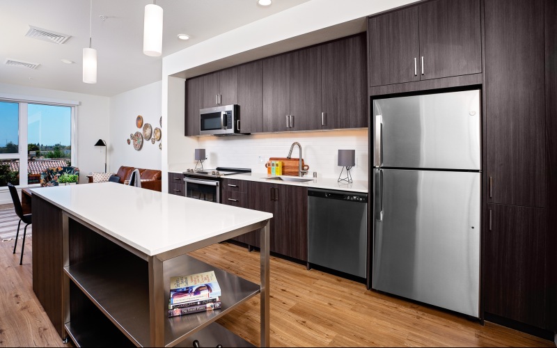 kitchen with dark cabinets