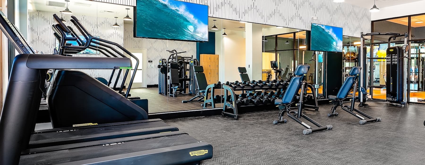 fitness center room showing ample equipment